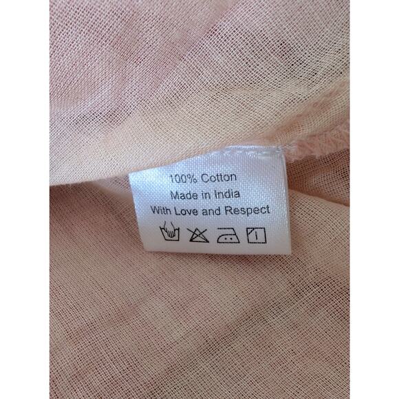 Women's LA PLAGE Dress Tiered Skirt Short Sleeve Pink White Size Medium Boho - Picture 6 of 7